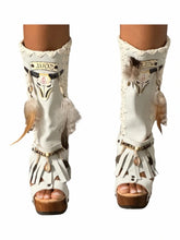 Load image into Gallery viewer, Sol Caleyo Wild Soul Boho Platform Boots | Ivory | EU 38