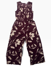 Load image into Gallery viewer, Calvin Klein Burgundy Floral Smocked Wide Leg Jumpsuit Size 6 NWT
