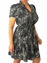 Load image into Gallery viewer, Anne Klein Floral Belted Fit & Flare Dress | Black & Ivory
