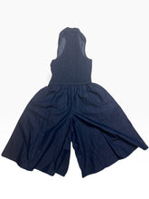 Load image into Gallery viewer, Step In Style Blue Wide Leg Halter Jumpsuit Smocked Waist NWT Medium