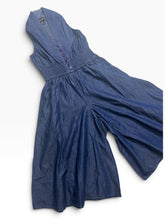 Load image into Gallery viewer, Step In Style Blue Wide Leg Halter Jumpsuit Smocked Waist NWT Medium
