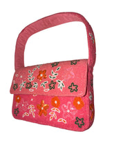 Load image into Gallery viewer, Handmade Beaded Pink Floral Bohemian Baguette Bag