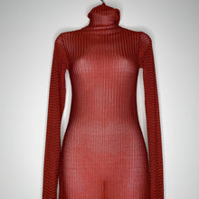 Load image into Gallery viewer, Copper Turtleneck See Through Mesh Dress