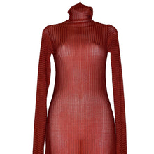 Load image into Gallery viewer, Copper Turtleneck See Through Mesh Dress
