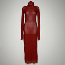 Load image into Gallery viewer, Copper Turtleneck See Through Mesh Dress