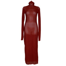 Load image into Gallery viewer, Copper Turtleneck See Through Mesh Dress