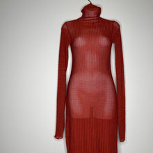 Load image into Gallery viewer, Copper Turtleneck See Through Mesh Dress