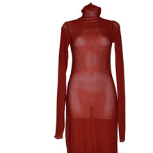 Load image into Gallery viewer, Copper Turtleneck See Through Mesh Dress