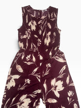 Load image into Gallery viewer, Calvin Klein Burgundy Floral Smocked Wide Leg Jumpsuit Size 6 NWT
