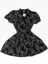 Load image into Gallery viewer, Anne Klein Floral Belted Fit &amp; Flare Dress | Black &amp; Ivory
