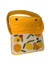 Load image into Gallery viewer, Handmade Beaded Lemon Floral Bohemian Baguette Bag
