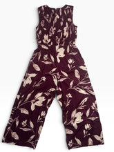 Load image into Gallery viewer, Calvin Klein Burgundy Floral Smocked Wide Leg Jumpsuit Size 6 NWT
