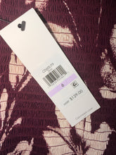Load image into Gallery viewer, Calvin Klein Burgundy Floral Smocked Wide Leg Jumpsuit Size 6 NWT
