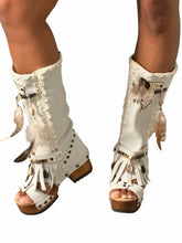 Load image into Gallery viewer, Sol Caleyo Wild Soul Boho Platform Boots | Ivory | EU 38
