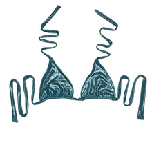 Load image into Gallery viewer, Metallic Blue Slide Triangle Top &amp; High Leg Bikini Set

