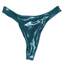 Load image into Gallery viewer, Metallic Blue Slide Triangle Top &amp; High Leg Bikini Set
