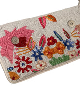 Load image into Gallery viewer, Handmade Beaded White Floral Bohemian Baguette Bag
