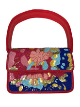 Load image into Gallery viewer, Handmade Beaded Pink &amp; Blue Bohemian Baguette Bag
