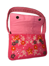 Load image into Gallery viewer, Handmade Beaded Pink Floral Bohemian Baguette Bag
