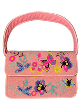 Load image into Gallery viewer, Handmade Beaded Pink Butterfly Bohemian Baguette Bag
