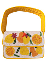Load image into Gallery viewer, Handmade Beaded Lemon Floral Bohemian Baguette Bag
