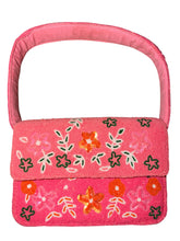 Load image into Gallery viewer, Handmade Beaded Pink Floral Bohemian Baguette Bag
