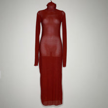 Load image into Gallery viewer, Copper Turtleneck See Through Mesh Dress
