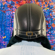 Load image into Gallery viewer, Mens Aviator Rabbit Fur Sheepskin Genuine Leather Hat
