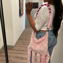 Load image into Gallery viewer, Pink Faux Fur Fringe Crossbody Tote Bag
