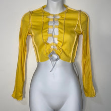 Load image into Gallery viewer, Yellow Lace Up Crop Top
